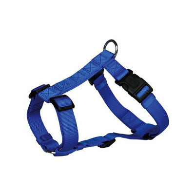 Pettorina H in nylon blu regolabile per cani con fibbie di sicurezza