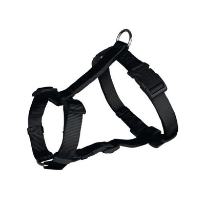 Pettorina nylon regolabile H nero per cani con fibbie di regolazione e design ergonomico