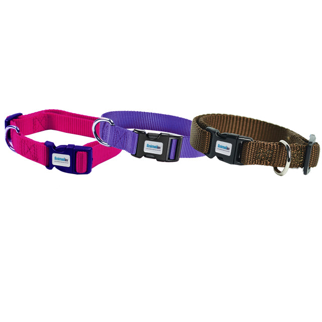 Collare nylon regolabile marrone per cani, resistente e pratico