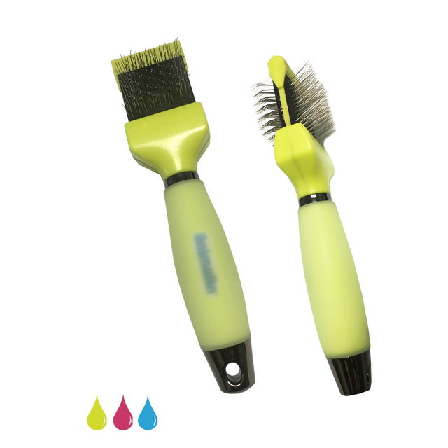 Cardatore 2in1 GelGlo per cani e gatti con manico ergonomico in silicone, doppia funzione