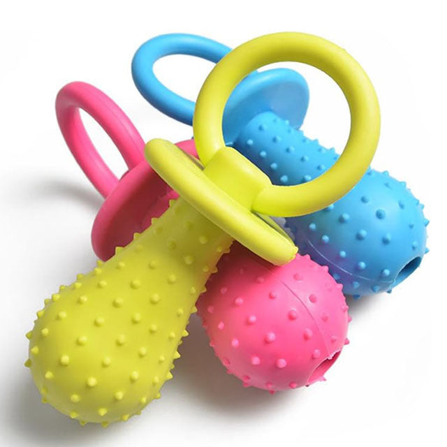 Gioco TPR ciuccio con punte e campanello per cani, 9 cm, colore azzurro