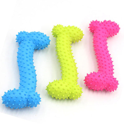 Gioco osso TPR con punte mix color per cani, 14 cm, resistente e non tossico