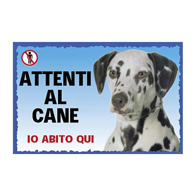 Cartello dalmata stampato in plastica, 23,5 x 16 cm, per segnalare la presenza del cane