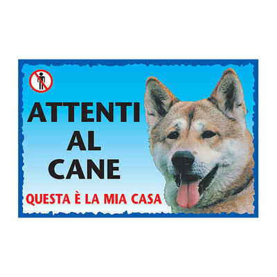 Cartello Akita Inu stampato in plastica resistente, dimensioni 23,5 x 16 cm, per giardino e cancello