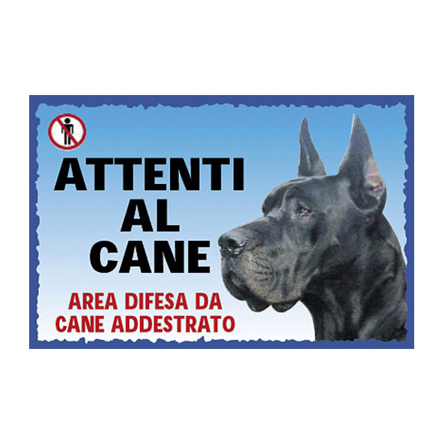 Cartello nero "Attenti al Cane" in plastica resistente, dimensioni 23,5 x 16 cm