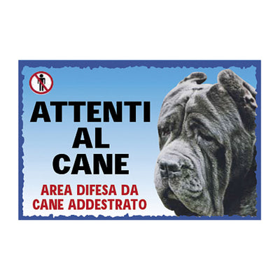 Cartello Attenti al Cane in plastica resistente, dimensioni 23,5 x 16 cm, per mastino napoletano