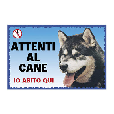 Cartello Attenti al Cane Malamute in plastica resistente, dimensioni 23,5 x 16 cm