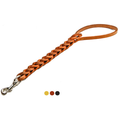 Guinzaglio tripla treccia in cuoio per cani, colori naturale marrone nero