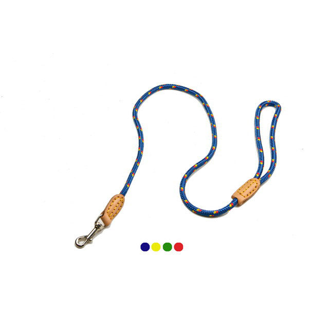 Guinzaglio per cani in nylon con rinforzi in cuoio, cucito a mano, disponibile in colori assortiti