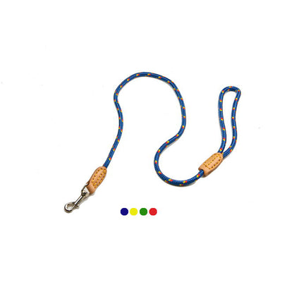 Guinzaglio per cani in nylon con rinforzi in cuoio, cucito a mano, disponibile in colori assortiti