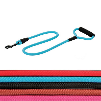 Guinzaglio nylon corda tondo per cani mix color, 1,2 x 120 cm con moschettone