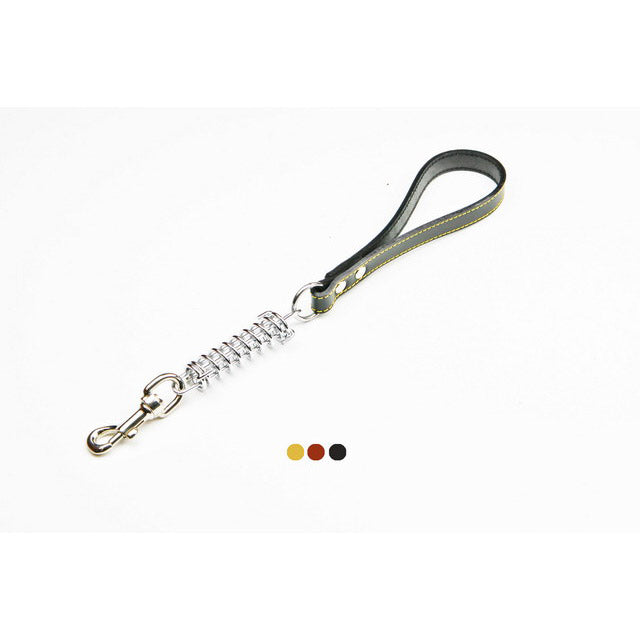 Manico in cuoio cucito con molla per cani, 18 mm × 400 mm, colori assortiti