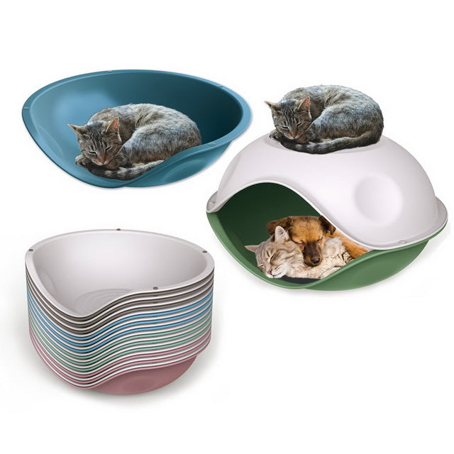 Cuccia 2in1 in plastica Duck Plain per cani piccoli e medi, 57 x 48 x 32 cm, trasformabile in due lettini o rifugio coperto
