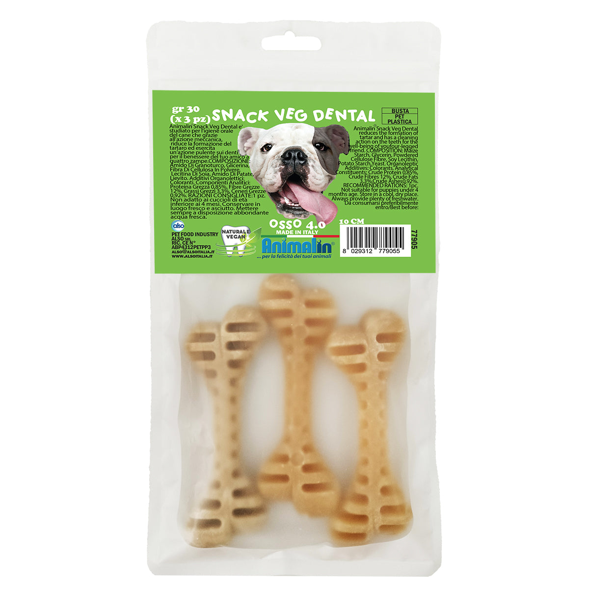 Osso dental masticabile vegetale per cani di piccola taglia, forma anatomica per l'igiene orale