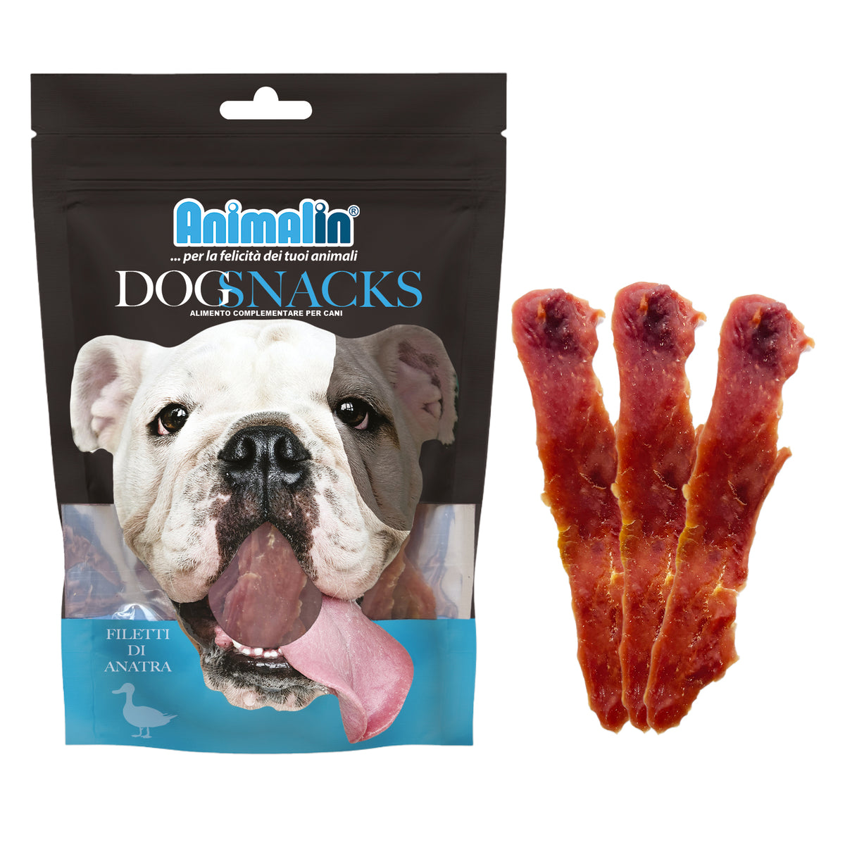 Snack monoproteico filetti di anatra per cani, 100 g, con alta digeribilità