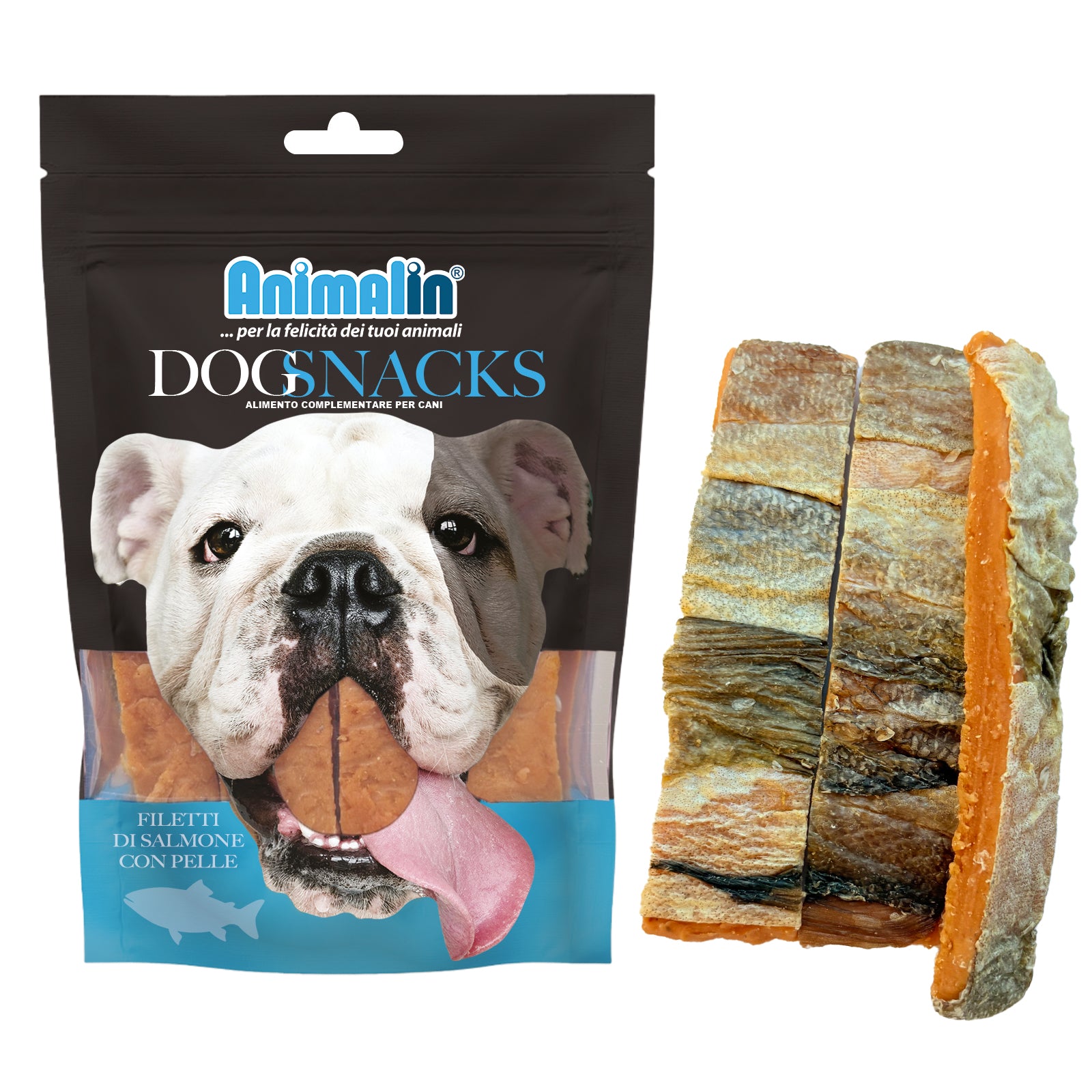 Snack Monopro Filetti di Salmone con Pelle per Cani 100 g