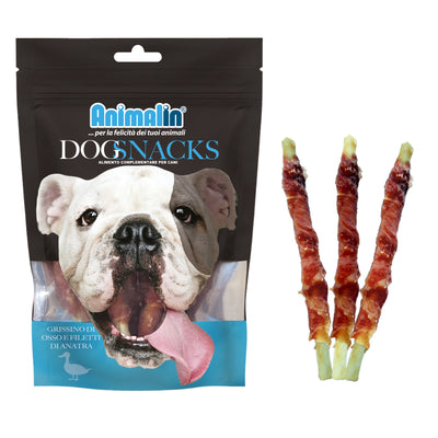 Snack monopro grissino di osso con filetti di anatra per cani, 13 cm 100 g