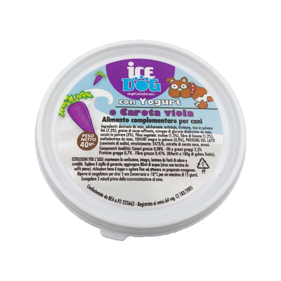 Gelato per cani al yogurt e carota viola, semilavorato da congelare, confezione da 40 g
