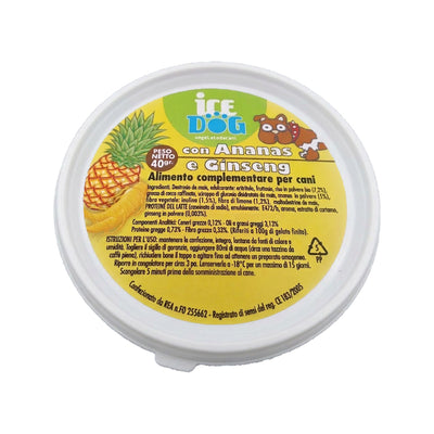 Gelato per cani al gusto ananas e ginseng, semilavorato da congelare in coppetta da 40 g