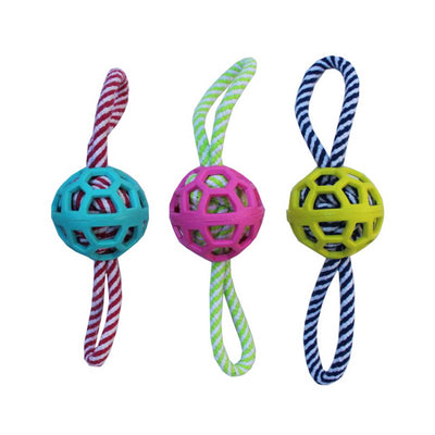 Gioco rope corda intrecciata e palla TPR per cani, lunghezza 35 cm, peso 150 g
