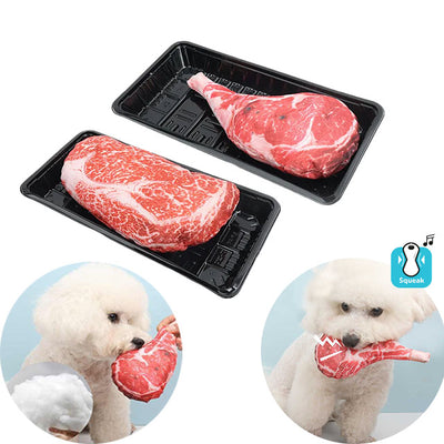 Gioco interattivo bistecca con squeaker in canvas per cani, 20 cm, assortiti