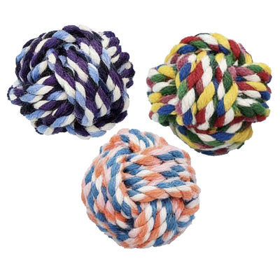 Gioco palla treccia in cotone per cani, 7 cm di diametro, colori misti