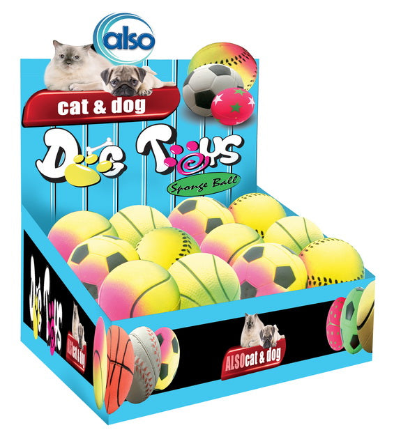 Pallina Sponge Ball Fluo Sport per cani, diametro 9 cm, colore fluorescente