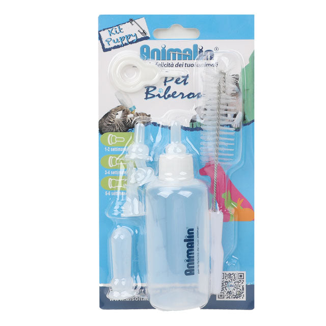 Kit biberon con tettarelle e spazzolino per cuccioli, gattini e roditori da 60 ml