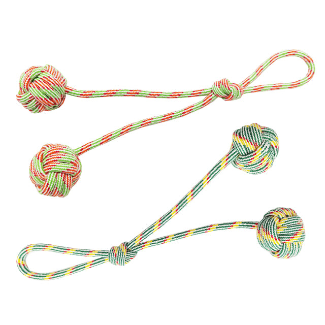 Gioco rope con doppia palla intrecciata per cani, 40 cm, corda robusta resistente