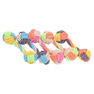 Gioco rope da riporto per cani con doppia pallina intrecciata, 20 cm, 100 g