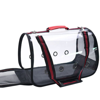 Borsa trasportino crystal in PVC trasparente 44x24x30 cm con tracolla regolabile per cani e gatti
