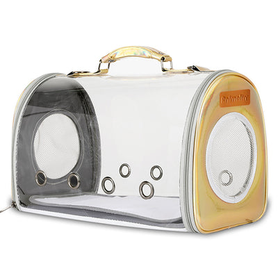 Borsa trasportino Crystal Gold in PVC trasparente per cani e gatti piccoli, 43 x 27 x 28 cm