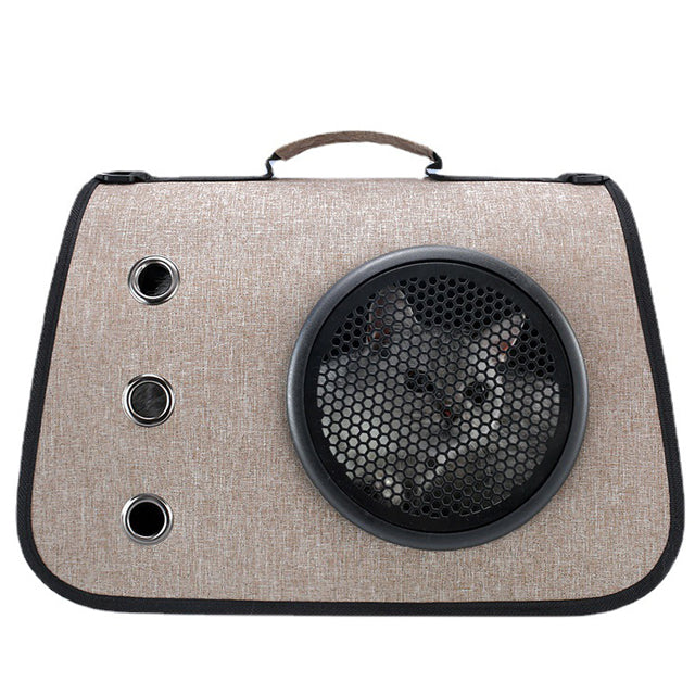 Borsa trasportino semirigida con finestra a oblò e rete traspirante per gatti e cani piccoli