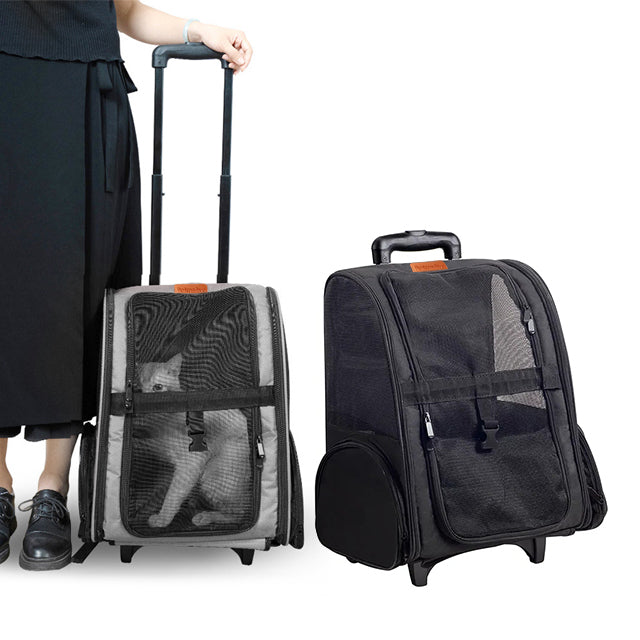 Borsa trasportino trolley in nylon per cani e gatti piccoli, 43 x 30 x 50 cm, con ruote e maniglia