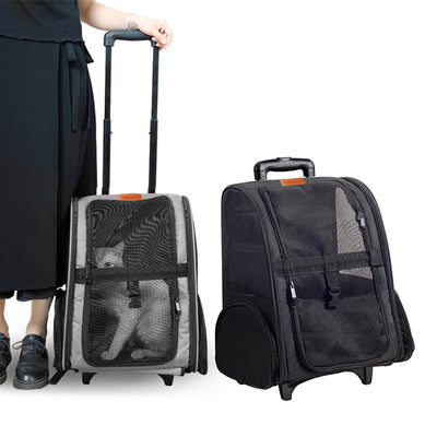 Borsa trasportino trolley in nylon per cani e gatti piccoli, 43 x 30 x 50 cm, con ruote e maniglia