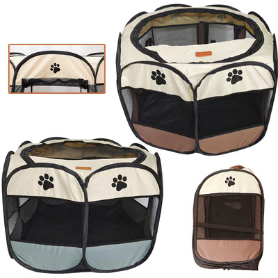 Recinto ottagonale Oxford con cuccia pop-up per cani, gatti e roditori, apertura superiore e porta laterale