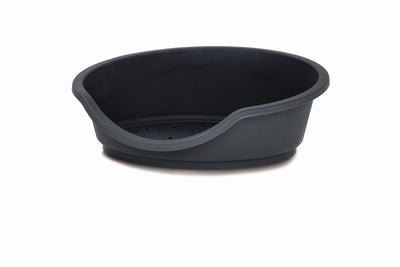 Lettino in plastica ergonomico Tino Eco nera per cani e gatti con piedini antiscivolo