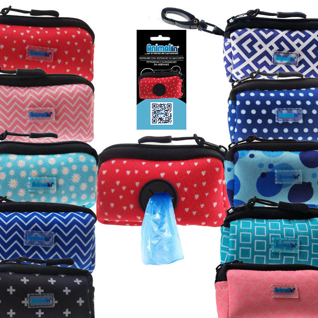 Dispenser porta sacchetti igienici in tessuto per cani, 6 x 10 cm, con 20 sacchetti