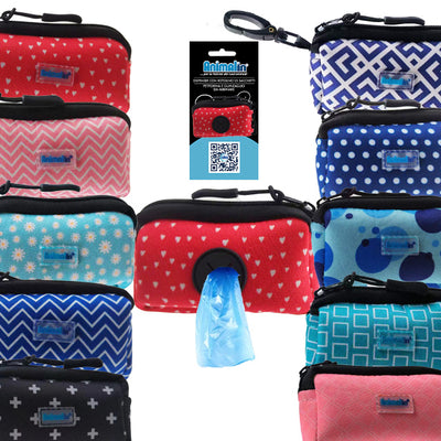 Dispenser porta sacchetti igienici in tessuto per cani, 6 x 10 cm, con 20 sacchetti