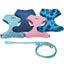 Parure pettorina e guinzaglio Animalin mix color in nylon e tessuto per cani