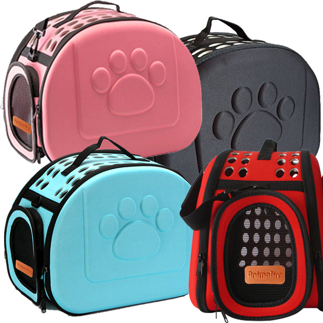 Borsa trasportino antiurto per cani gatti e roditori 42x33x28,5 cm, rigida e pieghevole con tracolla