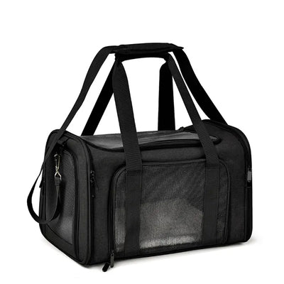 Borsa trasportino nera con soffice tappetino e rete traspirante, 43 x 28 x 28 cm