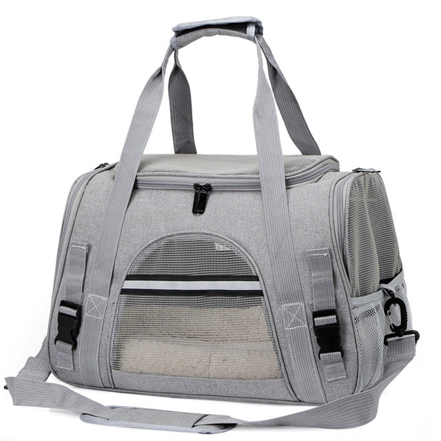 Borsa trasportino per cani e gatti con soffice tappetino e rete traspirante, 45 x 26 x 28 cm