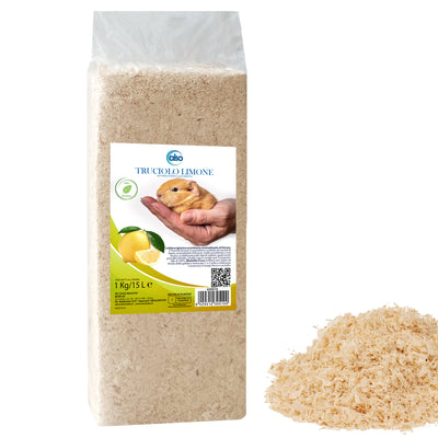 Truciolo per roditori al limone naturale, 1 kg / 15 L, legno assorbente