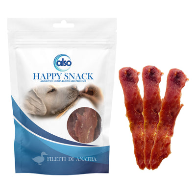 Filetti di anatra monoproteici per cani, snack complementare da 100 g