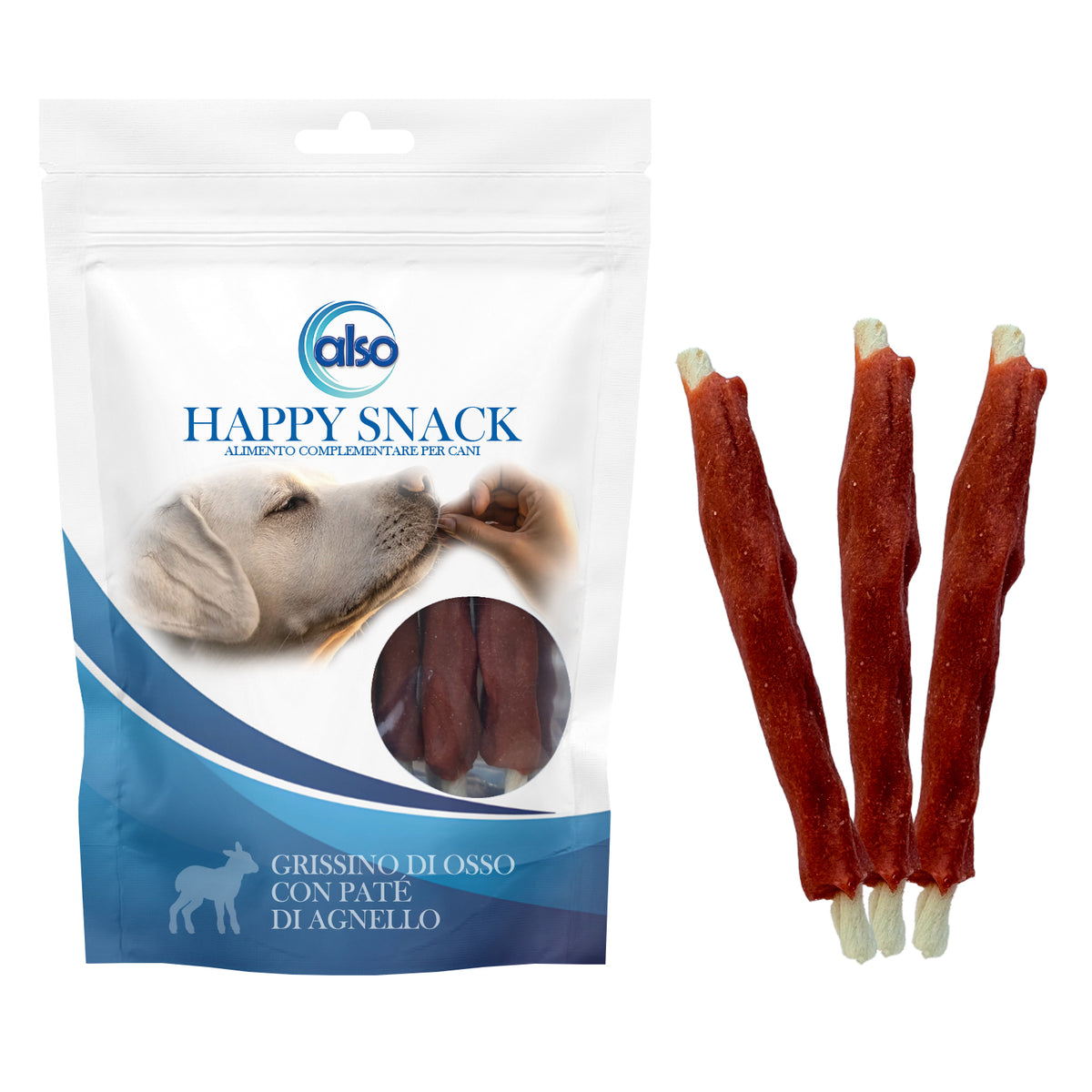 Grissino di osso con paté d'agnello per cani monoproteico, 13 cm 100 g