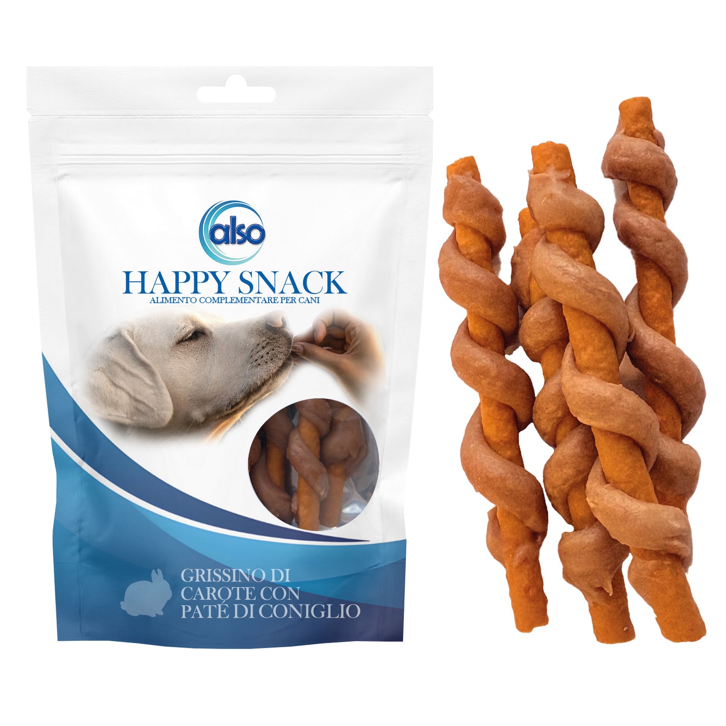 Grissino di carote con paté di coniglio per cani, 11-12 cm, 100 g