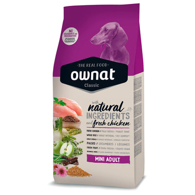 Crocchette Ownat Classic per cani mini adult, con ingredienti naturali e proteine di qualità