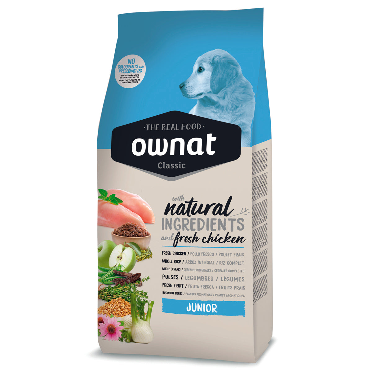 Mangime secco OWNAT CLASSIC JUNIOR per cani cuccioli con pollo e carni selezionate