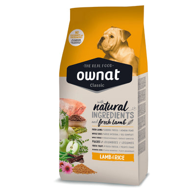Mangime secco per cani OWNAT CLASSIC con agnello e riso in crocchette
